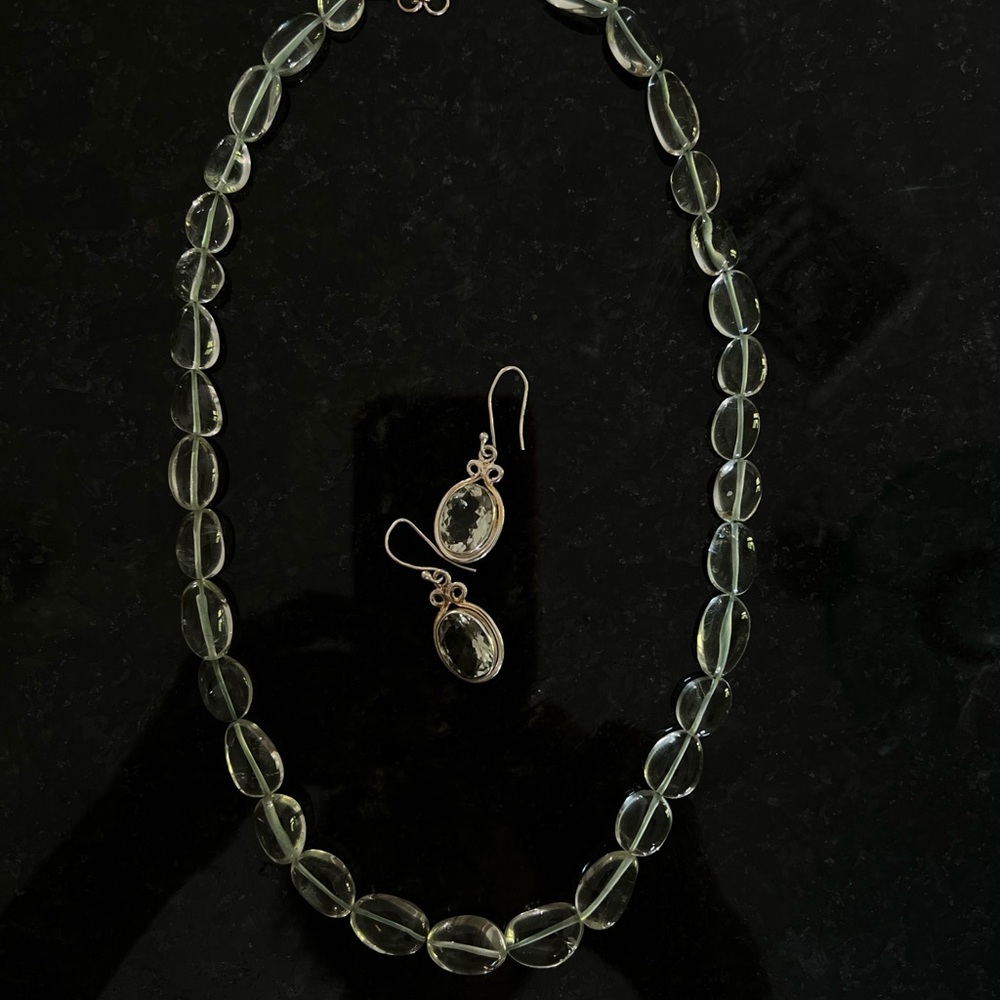 Rare and beautiful Green Amethyst, necklace, and earring set